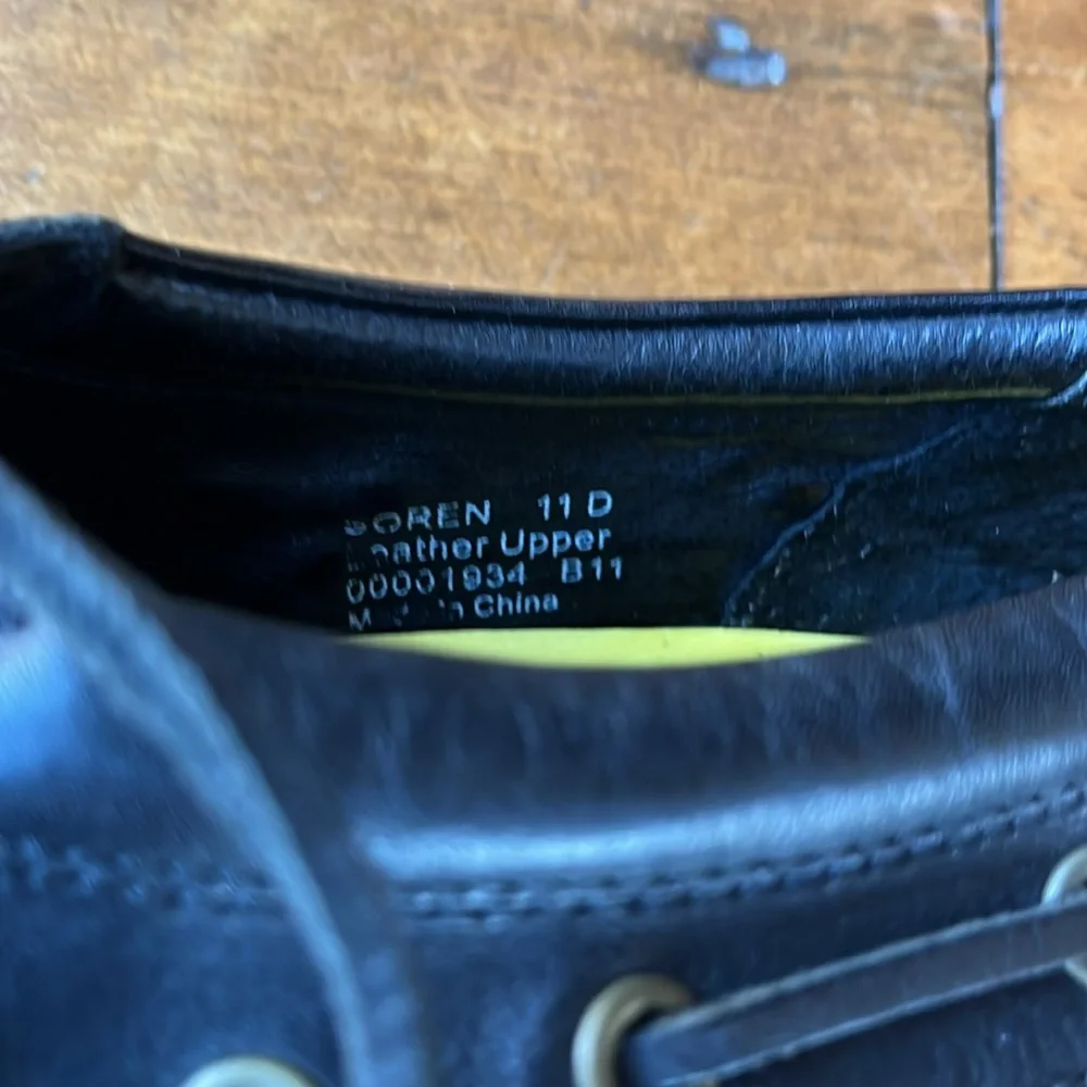 Polo Ralph Lauren Black Yellow Leather Boat Shoes - Sz 11D